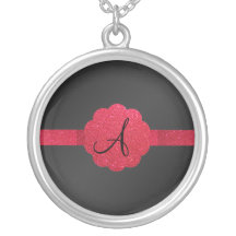 Black and red glitter monogram custom jewelry