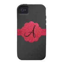 Black and red glitter monogram iPhone 4/4S cover