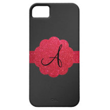 Black and red glitter monogram iPhone 5 covers