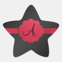 Black and red glitter monogram stickers