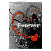 Black and Red Heart Swirls - Customized Greeting Cards