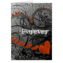 Black and Red Heart Swirls - Greeting Cards