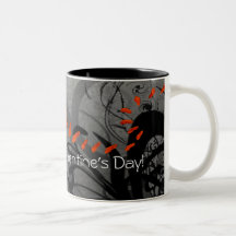 Black and Red Heart Swirls Mugs