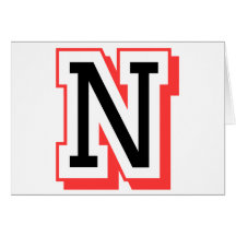 Black and Red letter N Greeting Cards