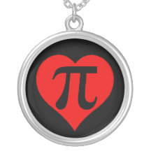 Black and Red Pi Heart Custom Jewelry