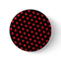 Black and Red Polka Dots Button