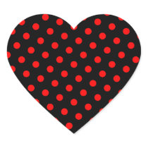Black and Red Polka Dots Heart Sticker