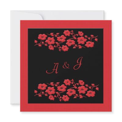 Black and Red Poppy Monogram Invitation by NiteOwlStudio