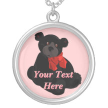 Black and Red Teddybear Necklace