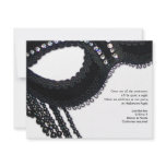 Black and Rhinestone-look Mask Halloween Party Invitations