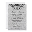 Black and Silver Chandelier Sweet 16 Birthday invitations