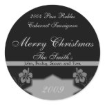 Black and Silver Christmas Wine Labels stickers