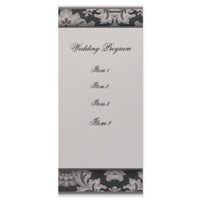 Black and silver damask pattern rack card design by perfectwedding