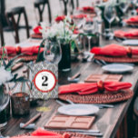 Black and Silver Damask Red Trim Table Number