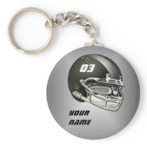 Black and Silver Football Helmet Keychain
