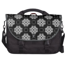 Black and Silver Geometric Retro Pattern G213 Laptop Shoulder Bag