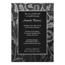 Black and Silver Grey Damask - Bridal Shower invitations