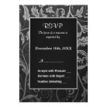 Black and Silver Grey Damask Wedding  - RSVP Personalized Announcement