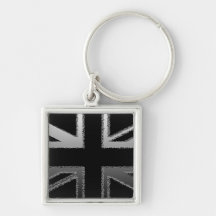 Black and Silver Grey Union Jack Flag Keychain