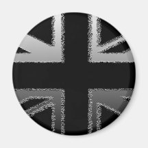 Black and Silver Grey Union Jack Flag Fridge Magnets