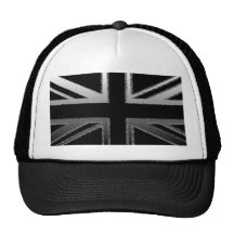 Black and Silver Grey Union Jack Flag Mesh Hat