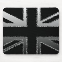 Black and Silver Grey Union Jack Flag Mousepads