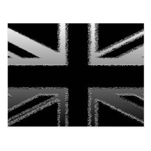 Black and Silver Grey Union Jack Flag Post Card