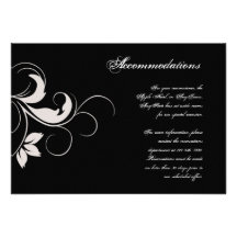 Black and Silver Leaves Fall Wedding Insert Custom Invite
