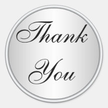 Black and Silver Thank You Envelope Seal Stickers