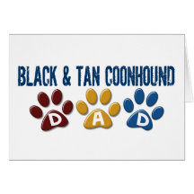 BLACK AND TAN COONHOUND DAD Paw Print Card