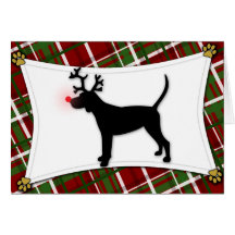 Black and Tan Coonhound Reindeer Christmas Card