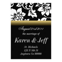 Black and Tan Floral Personalized Invitation