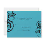 Black and Turquoise Floral Chic Wedding RSVP Invitations