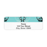 Black and Turquoise Floral Labels
