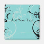 Black and Turquoise Floral Magnets