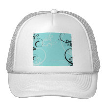 Black and Turquoise Floral Mesh Hat