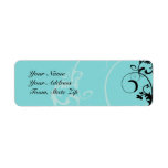 Black and Turquoise Floral Scroll Custom Return Address Label