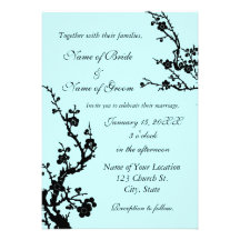 Black and Turquoise Floral Wedding Invitation