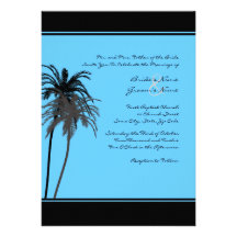 Black and Turquoise Tropical Palms Invitation