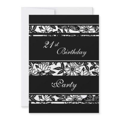 Black and White 21st Birthday Party Invitations by DreamingMindCards