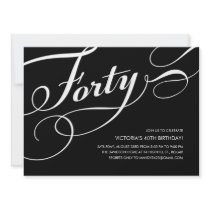 Black and White 40th Birthday Invitations