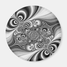 Black and White Abstract With Circles Refrigerator Magnet