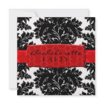 Black and White and Red Damask Custom Invitations