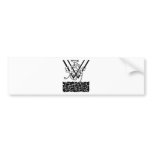 Black and White Art Deco Monogram W Floral Bumper Stickers