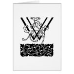 Black and White Art Deco Monogram W Floral Cards