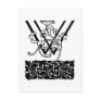 Black and White Art Deco Monogram W Floral Post Card
