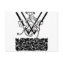 Black and White Art Deco Monogram W Floral Postcard
