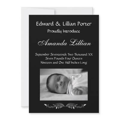 Black and White Baby Birth Announcement by decembermorning