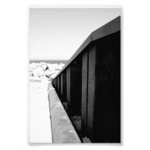 Black and White Beach Scene Photograph