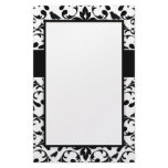 black and white birds intricate damask stationery